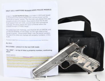 Colt 1911 Government Model .45 ACP "Policia de la Capital" Semi-Automatic Pistol, Serial No. C170483