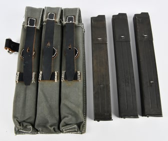 Early WWII German MP38/40 Triple Magazine Pouch with Three Magazines