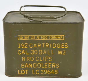Full and Sealed Spam Can of 192 Cartridges Cal .30 Ball M2