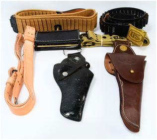 A Collection of US Military Leather and Canvas Accessories, Likely Civil War Era to Early 20th