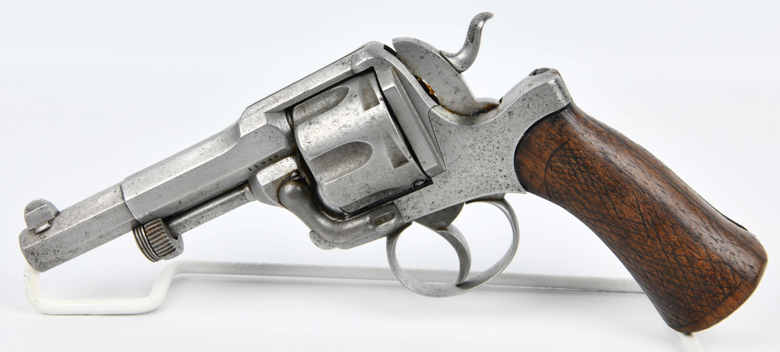 A Belgian Gasser Model 1870-style Double Action Revolver, Serial No. 11043: A Belgian Gasser Model 1870-style Double Action Revolver, serial number 11043. Constructed of steel, this vintage revolver features an octagonal barrel, an exposed hammer, and a loading gate on the ri