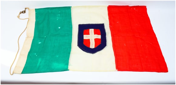 Original WWII Kingdom of Italy Flag with Savoy Coat of Arms