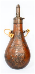 A US Military Batty Peace Powder Flask, Mexican-Civil War Era