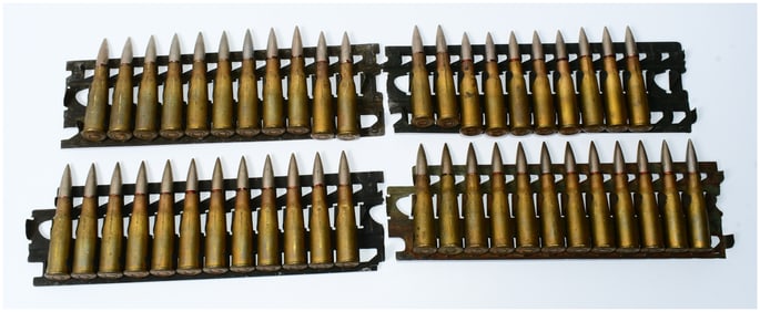 45 Rounds 8MM LEBEL FRENCH MILITARY AMMUNITION ON HOTCHKISS STIPPER CLIPS