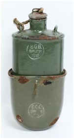 Austro-Hungarian WWI B.G.B. Brumm 1916 Enamel Steel Military Canteen with Nesting Cup