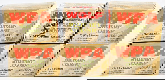 A Group of Wolf Military Classic 7.62x39mm 124 Grain HP Ammunition, 120 Rounds
