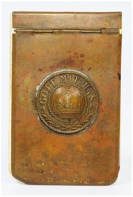 WWI Imperial German 'Gott Mit Uns' Brass Matchbox Holder