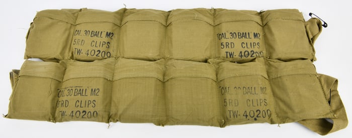 A Pair of U.S. Military .30 Caliber Ball M2 Ammunition Bandoliers with Ammunition