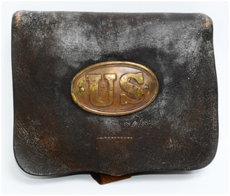 U.S. Civil War Model 1861 Cartridge Box with US Plate and Tins
