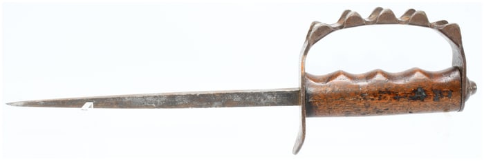 An American Fixed-Blade Fighting Knife with Knuckle-Duster Guard, Stamped 'A.C.CO.U.S.A.'97'