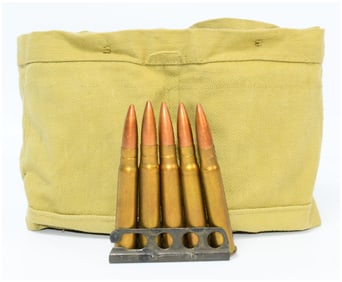 44 ROUNDS OF .303 BRITISH AMMUNITION WITH STRIPPER CLIPS & BANDOLIER