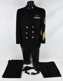 A Vietnam Era U.S. Navy Chief Petty Officer's Dress Blue Uniform Ensemble by Novakooff Bros.