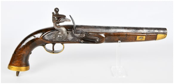 An Antique British or Belgian Sea Service Flintlock Pistol, Late 18th/Early 19th Century
