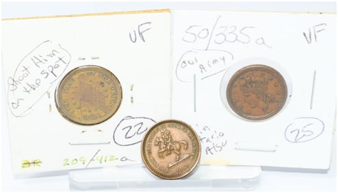 Three Civil War Patriotic Copper-Alloy Tokens, dated 1863 and 186X