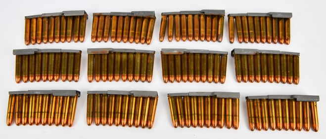 Twelve M1 Carbine Stripper Clips with 120 Rounds of .30 Carbine Ammunition