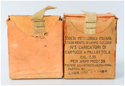Italian Military 7.35x51mm Carcano Ammunition by S.M.I. on Stripper Clips in Original Boxes, 24