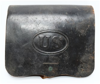 U.S. Civil War Model 1864 Type II .58 Caliber Cartridge Box with C.T. Woodruff Inspector Stamp