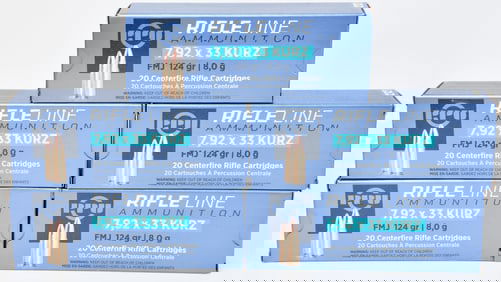 Five Boxes of PPU Rifle Line 7,92 x 33 KURZ FMJ 124 gr Ammunition