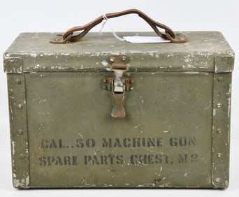 WWII US Military .50 Caliber M17 Ammunition Chest, Stenciled 'M2 Spare Parts'