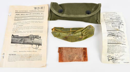 A Group of World War II U.S. M15 Rifle Grenade Launcher Sight Documentation and Accessories