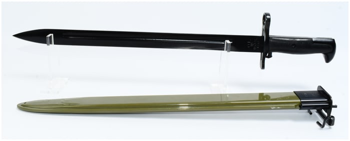 Reproduction US M7 Bayonet in M1 Garand Long Bayonet Style with Scabbard, Marked 'CHINA'