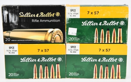 A Collection of Sellier & Bellot 7x57 Mauser Rifle Ammunition
