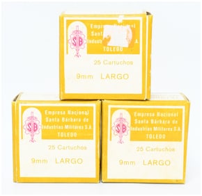 75 Rounds Empresa Nacional Santa B?rbara 9mm LARGO Ammunition, Toledo, Dated 1981