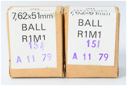 40 Rounds South African R1M1 7.62x51mm Ball Surplus Ammunition, Dated 1979