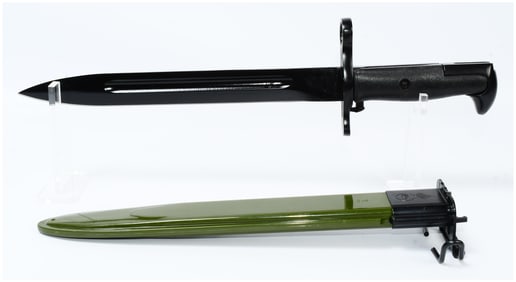 Modern Chinese Stainless Steel Military-Style Bayonet and Scabbard