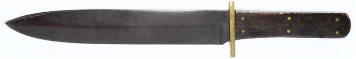 Civil War Bowie Knife with Brass Guard and Wood Handle
