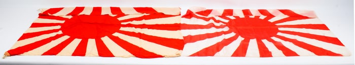 A Pair of WWII Imperial Japanese Rising Sun War Flags