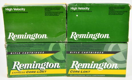 Four Boxes of Remington 7mm Mauser (7x57) 140-Grain Core-Lokt Rifle Ammunition