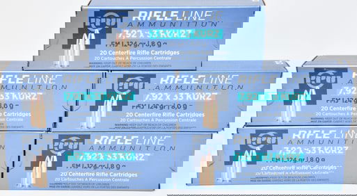 Five Boxes of PPU 7,92x33 KURZ FMJ 124 gr Rifle Ammunition