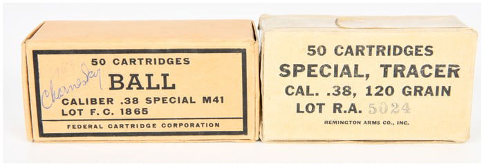 Two Boxes of Vintage .38 Special Ammunition, comprising US Military Federal M41 Ball and Remington
