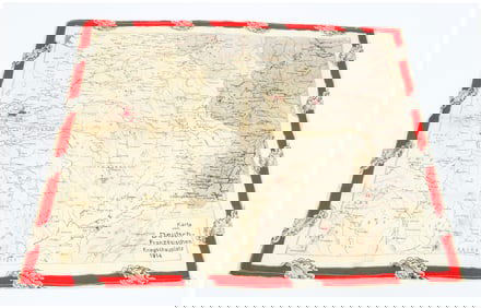 Early 20th Century WWI Map Souvenir Textile, 'Karte vom Deutsch-Franz?sischen Kriegsschauplatz 1914'