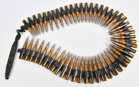 A WW2 German MG34/42 Ammunition Belt with Approximately 60-70 Inert 7.92mm Rounds