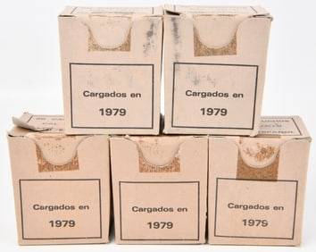 Five Boxes of 1979 Spanish NATO 7.62x51mm Ammunition, Santa Barbara, 100 Rounds Total