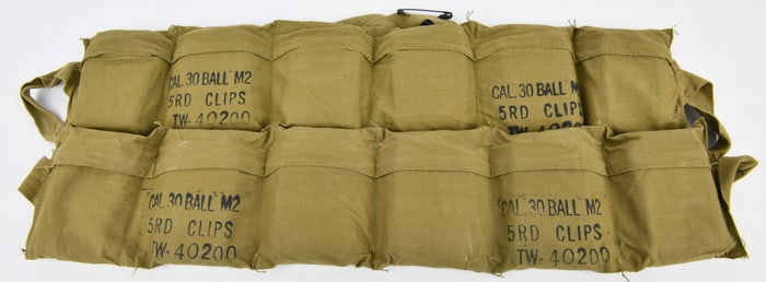 WWII US Army .30-06 Ball M2 Ammunition Bandolier with 96 Rounds