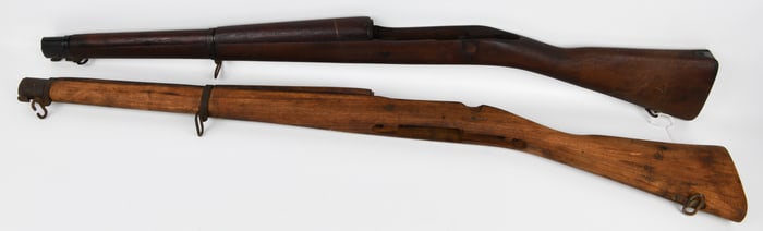 A Pair of Swedish Mauser M96 and Springfield 1903 Rifle Stocks