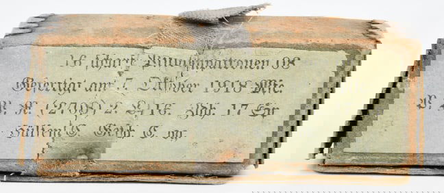 WWI German 9mm Luger Ammunition Box, Dated 1918