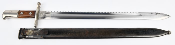 Swiss Model 1914 Pioneer Sawback Bayonet with Scabbard