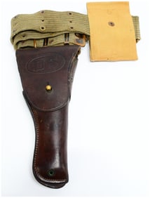 U.S. WWI M1911 .45 Pistol Belt, Holster, and Pouch Rig by G. & K., Dated 1918