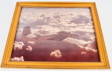 A Pair of Framed Items: A USAF Cessna T-37B Tweet Photograph and a USS Weeden DE 797 Diagram