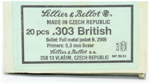 13 Rounds Sellier & Bellot .303 British Full Metal Jacket Ammunition