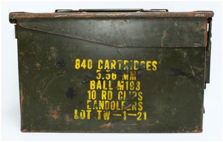 US Military Metal Ammo Box for 5.56 MM Ball M193 Cartridges, Empty