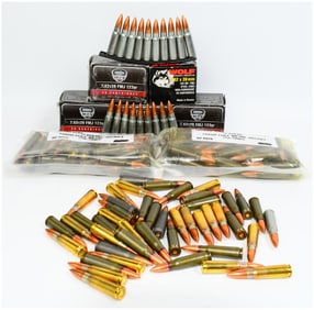 A Collection of 264 Rounds of Modern 7.62X39MM AMMUNITION by MFS, Wolf, and Georgia Arms (Tul Ammo)