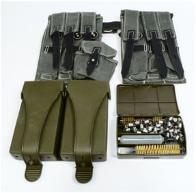 A Collection of German WWII MP40 Magazine Pouches and Field Equipment