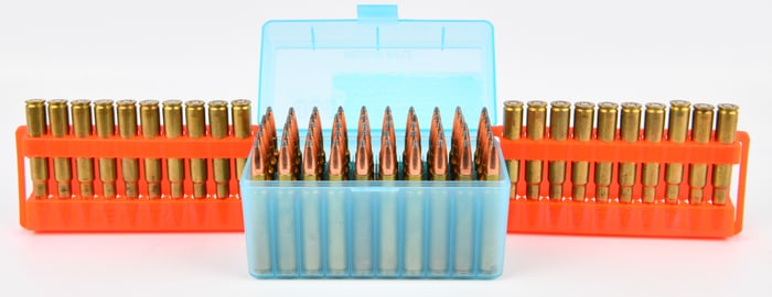 A Group of 7.7 JAP Arisaka Rifle Ammunition, 190 Grain SPBT, in Plastic Storage Boxes
