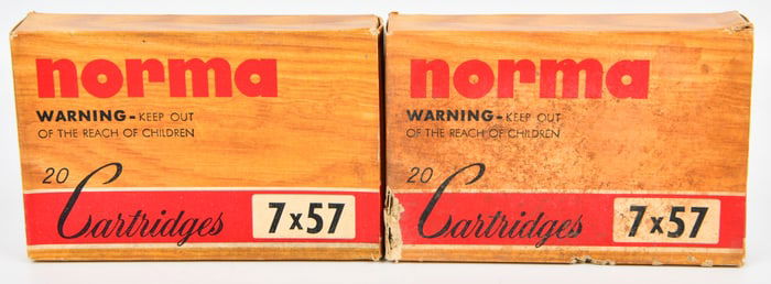 Two Boxes of Norma 7x57 175 Grain Soft Point Rifle Cartridges