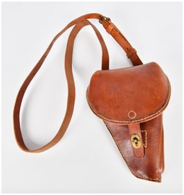 Vintage Military Leather Holster, Possibly French or Japanese WWII Era